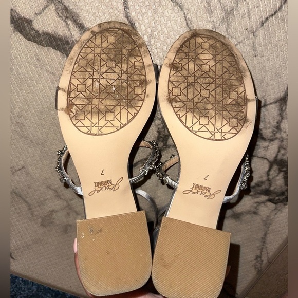 Jewel Badgley Mishchka silver rhinestone t strap block heels formal bridal 7 - Picture 11 of 14